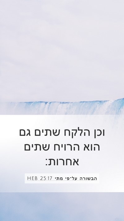 הבשורה על־פי מתי 25:17 HEB Mobile Phone Wallpaper - וכן הלקח שתים גם הוא הרויח - Mobile Bible Verse Wallpaper