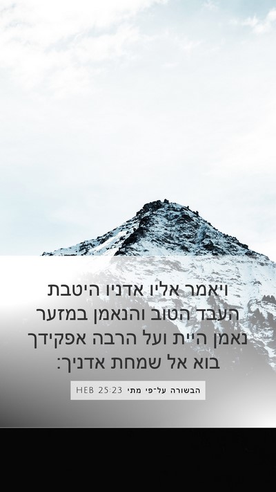הבשורה על־פי מתי 25:23 HEB Bible Verse Image