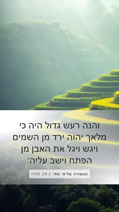 הבשורה על־פי מתי 28:2 HEB Bible Verse Image
