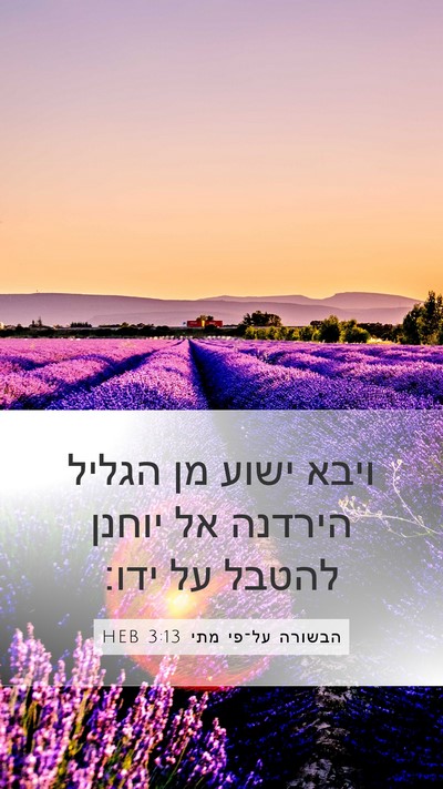 הבשורה על־פי מתי 3:13 HEB Mobile Phone Wallpaper - ויבא ישוע מן הגליל הירדנה - Mobile Bible Verse Wallpaper
