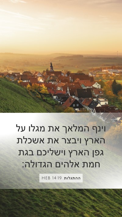 ההתגלות 14:19 HEB Bible Verse Image