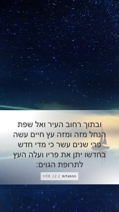 ההתגלות 22:2 HEB Bible Verse Image