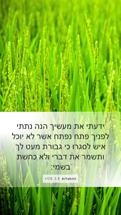 ההתגלות 3:8 HEB Bible Verse Image