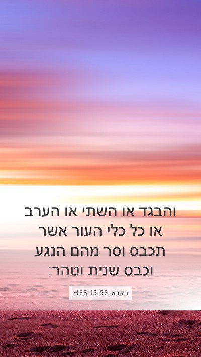 ויקרא 13:58 HEB Mobile Phone Wallpaper - והבגד או השתי או הערב או כל - Mobile Bible Verse Wallpaper
