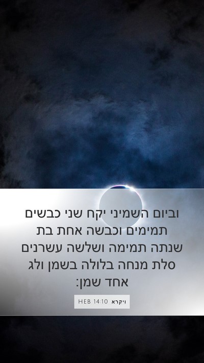 ויקרא 14:10 HEB Bible Verse Image
