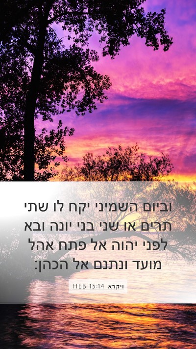 ויקרא 15:14 HEB Bible Verse Image
