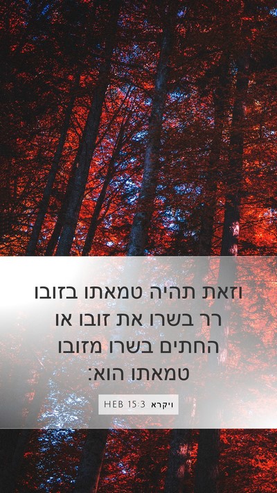 ויקרא 15:3 HEB Mobile Phone Wallpaper - וזאת תהיה טמאתו בזובו רר - Mobile Bible Verse Wallpaper