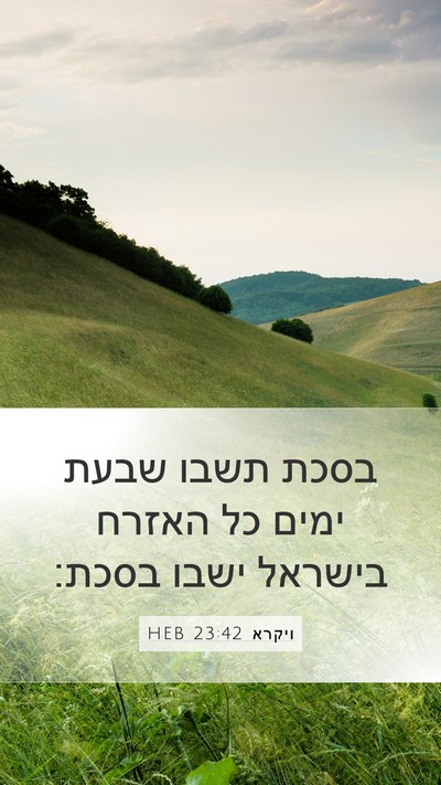 ויקרא 23:42 HEB Mobile Phone Wallpaper - בסכת תשבו שבעת ימים כל - Mobile Bible Verse Wallpaper