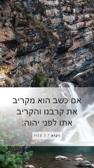 ויקרא 3:7 HEB Mobile Phone Wallpaper - אם כשב הוא מקריב את קרבנו - Mobile Bible Verse Wallpaper