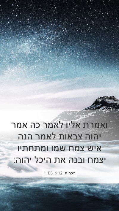 זכריה 6:12 HEB Bible Verse Image