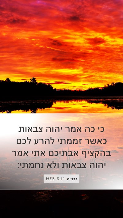 זכריה 8:14 HEB Bible Verse Image