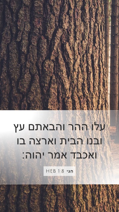 חגי 1:8 HEB Mobile Phone Wallpaper - עלו ההר והבאתם עץ ובנו הבית - Mobile Bible Verse Wallpaper