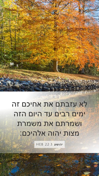 יהושע 22:3 HEB Mobile Phone Wallpaper - לא עזבתם את אחיכם זה ימים - Mobile Bible Verse Wallpaper