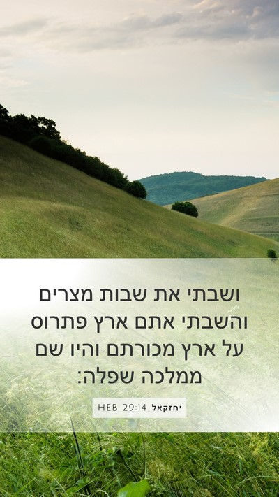 יחזקאל 29:14 HEB Mobile Phone Wallpaper - ושבתי את שבות מצרים והשבתי - Mobile Bible Verse Wallpaper