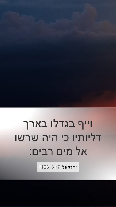 יחזקאל 31:7 HEB Mobile Phone Wallpaper - וייף בגדלו בארך דליותיו כי - Mobile Bible Verse Wallpaper