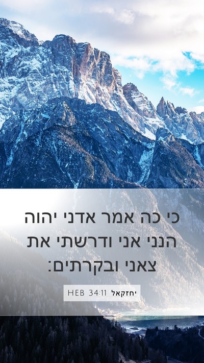 יחזקאל 34:11 HEB Bible Verse Image