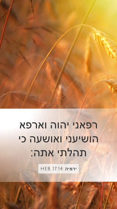 ירמיה 17:14 HEB Bible Verse Image