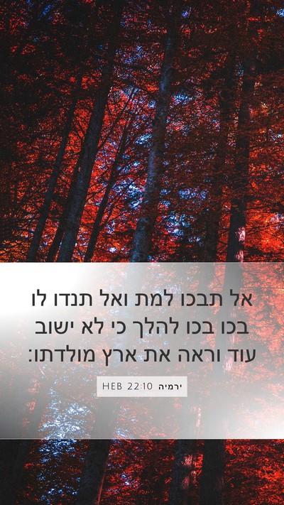 ירמיה 22:10 HEB Bible Verse Image