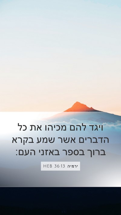 ירמיה 36:13 HEB Mobile Phone Wallpaper - ויגד להם מכיהו את כל הדברים - Mobile Bible Verse Wallpaper