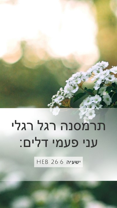 ישעיה 26:6 HEB Mobile Phone Wallpaper - תרמסנה רגל רגלי עני פעמי - Mobile Bible Verse Wallpaper