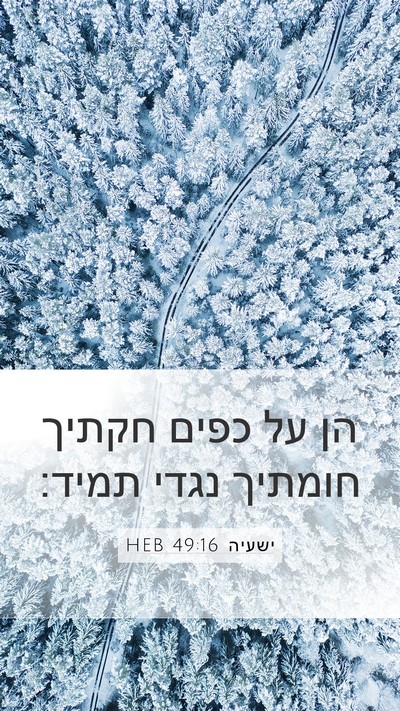 ישעיה 49:16 HEB Mobile Phone Wallpaper - הן על כפים חקתיך חומתיך - Mobile Bible Verse Wallpaper