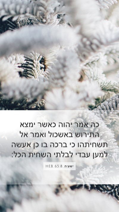 ישעיה 65:8 HEB Bible Verse Image