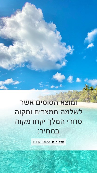 מלכים א 10:28 HEB Bible Verse Image