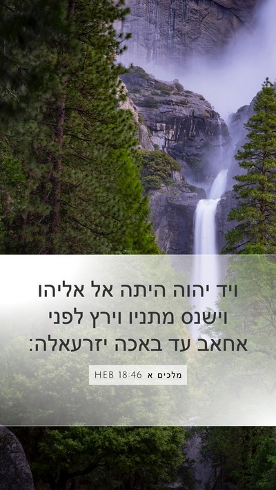 מלכים א 18:46 HEB Bible Verse Image