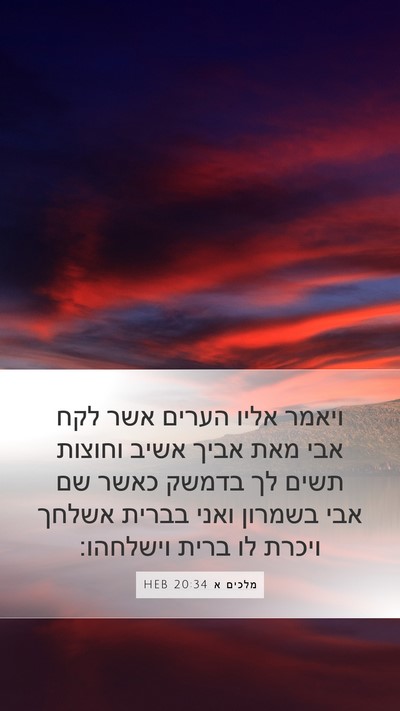מלכים א 20:34 HEB Bible Verse Image