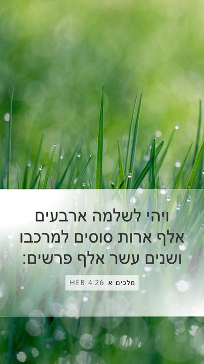 מלכים א 4:26 HEB Bible Verse Image