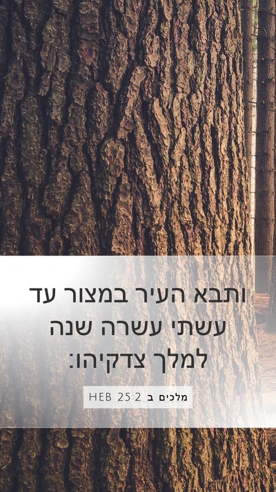 מלכים ב 25:2 HEB Mobile Phone Wallpaper - ותבא העיר במצור עד עשתי - Mobile Bible Verse Wallpaper