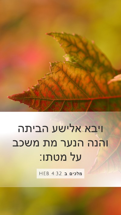 מלכים ב 4:32 HEB Bible Verse Image
