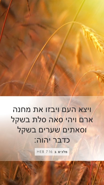 מלכים ב 7:16 HEB Bible Verse Image