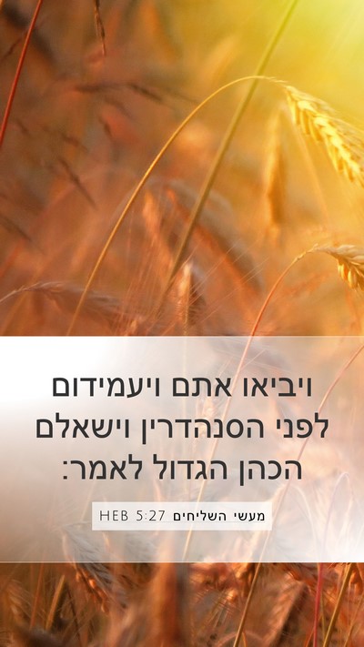 מעשי השליחים 5:27 HEB Bible Verse Image