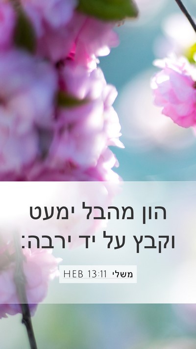 משלי 13:11 HEB Bible Verse Image