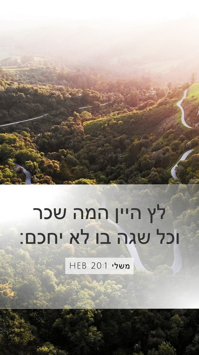 משלי 20:1 HEB Mobile Phone Wallpaper - לץ היין המה שכר וכל שגה בו - Mobile Bible Verse Wallpaper