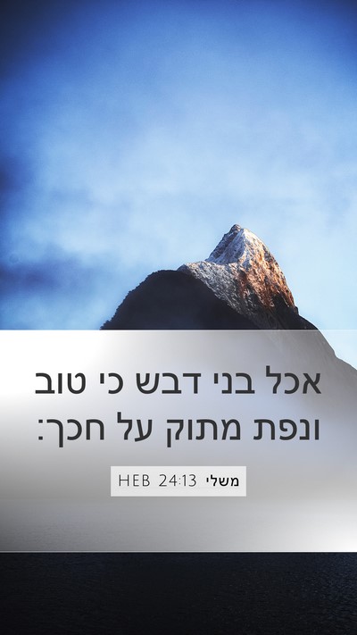 משלי 24:13 HEB Bible Verse Image