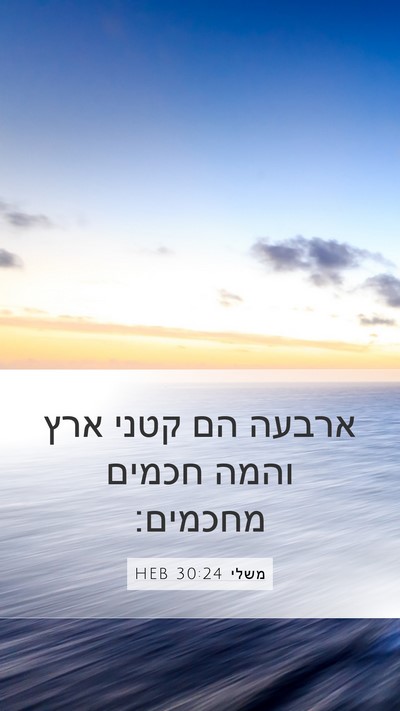 משלי 30:24 HEB Mobile Phone Wallpaper - ארבעה הם קטני ארץ והמה - Mobile Bible Verse Wallpaper