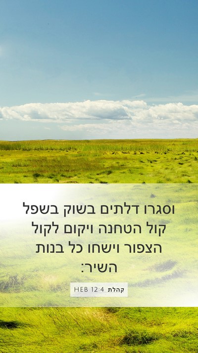 קהלת 12:4 HEB Mobile Phone Wallpaper - וסגרו דלתים בשוק בשפל קול - Mobile Bible Verse Wallpaper