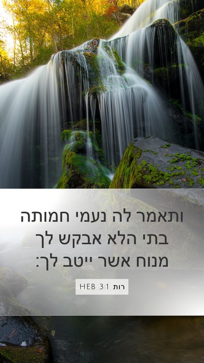 רות 3:1 HEB Mobile Phone Wallpaper - ותאמר לה נעמי חמותה בתי הלא - Mobile Bible Verse Wallpaper