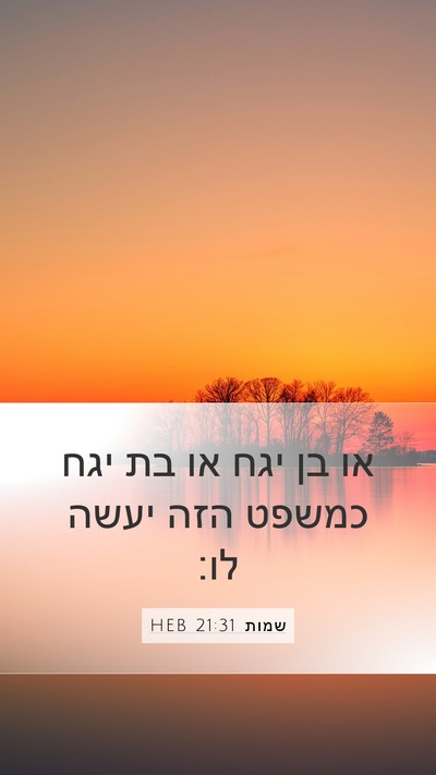 שמות 21:31 HEB Mobile Phone Wallpaper - או בן יגח או בת יגח כמשפט - Mobile Bible Verse Wallpaper