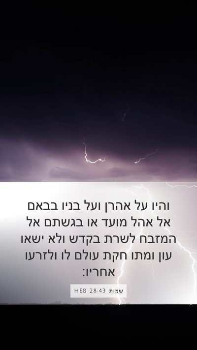 שמות 28:43 HEB Bible Verse Image