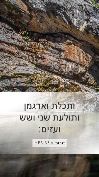 שמות 35:6 HEB Mobile Phone Wallpaper - ותכלת וארגמן ותולעת שני - Mobile Bible Verse Wallpaper