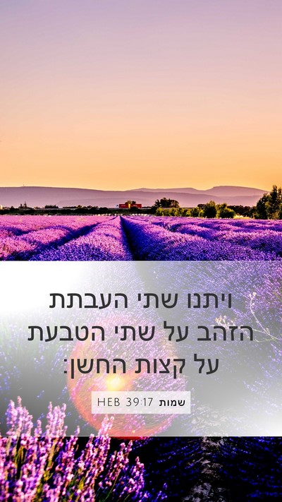 שמות 39:17 HEB Mobile Phone Wallpaper - ויתנו שתי העבתת הזהב על שתי - Mobile Bible Verse Wallpaper