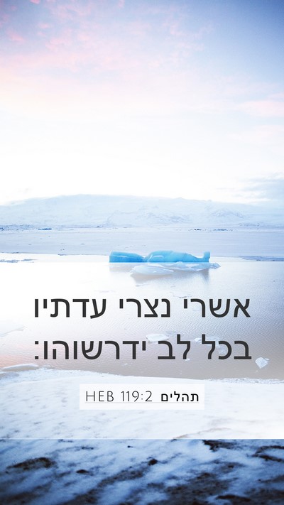 תהלים 119:2 HEB Mobile Phone Wallpaper - אשרי נצרי עדתיו בכל לב - Mobile Bible Verse Wallpaper