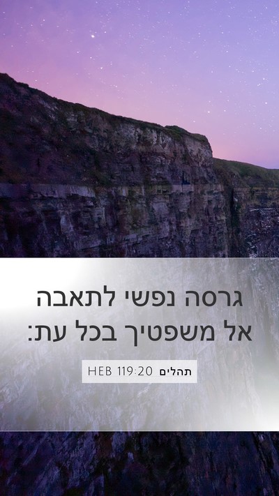 תהלים 119:20 HEB Bible Verse Image