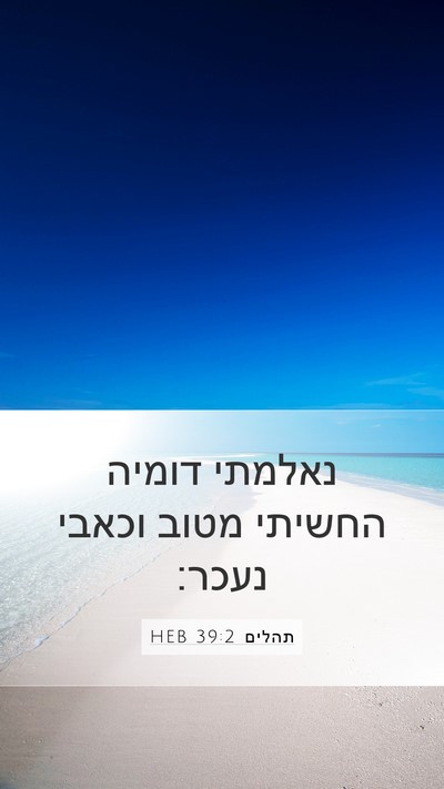 תהלים 39:2 HEB Mobile Phone Wallpaper - נאלמתי דומיה החשיתי מטוב - Mobile Bible Verse Wallpaper