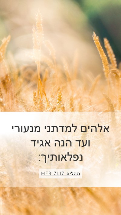 תהלים 71:17 HEB Mobile Phone Wallpaper - אלהים למדתני מנעורי ועד - Mobile Bible Verse Wallpaper