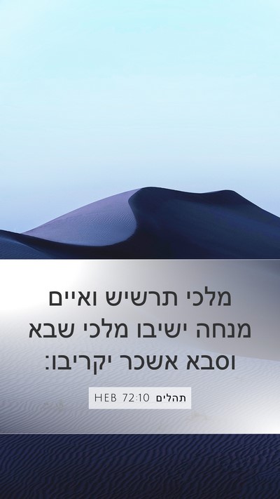 תהלים 72:10 HEB Bible Verse Image