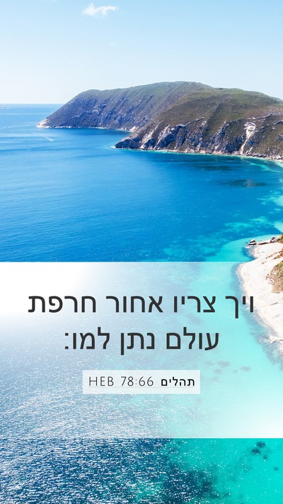 תהלים 78:66 HEB Mobile Phone Wallpaper - ויך צריו אחור חרפת עולם נתן - Mobile Bible Verse Wallpaper